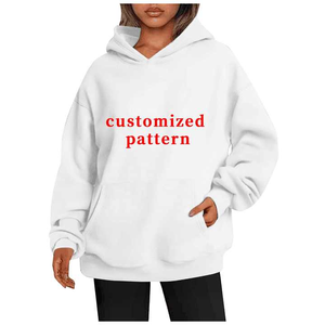 Sudadera con capucha con estampado personalizado para mujer, Sudadera con capucha informal sólida suelta Boxy Fit impreso, sudaderas con capucha para mujer - Product Image 3