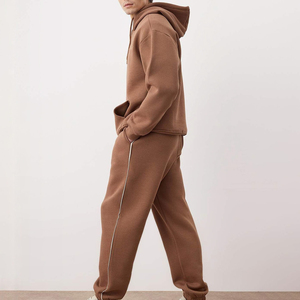 Men Winter Solid 100% Cotton Tracksuits with Drawstring <b>Hoodie</b> & Trouser for Casual <b>Running</b> Training - Product Image 2