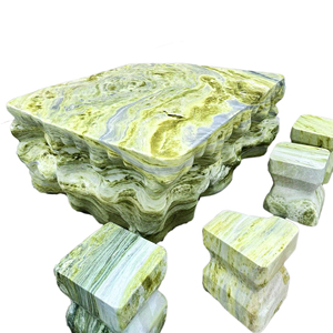 Juego de Comedor de Piedra Preciosa Serpentina beGems 2025 Más Vendido, Una Mesa y Seis Sillas, Muebles de Lujo - Product Image 1