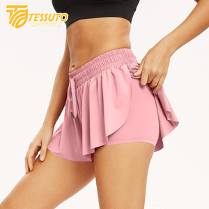 Pantalones cortos deportivos para correr de secado rápido al por mayor, pantalones cortos deportivos de doble capa con cintura elástica para entrenamiento activo, pantalones cortos de yoga para ciclismo al aire libre para mujer - Product Image 6