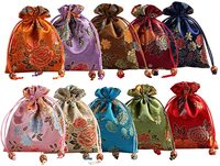 Pochette de sac d'emballage cadeau en satin de soie avec cordon de serrage en or rose coloré avec logo imprimé personnalisé