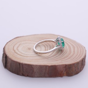 IGI Certified Round Cut Emerald Halo Diamond Ring in 14K White / Rose & Yellow Gold - Product Image 5