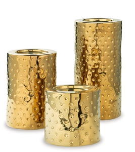 <b>Hammered</b> Finished Golden Candle Jar Best Handmade Metal Candle Jar with Lid Eco-Friendly for Home Hotels Restaurants & Wedding - Product Image 1