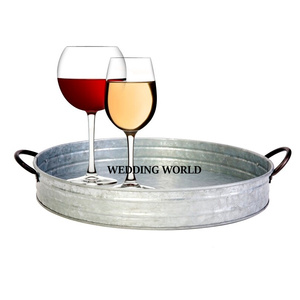 <b>Black</b> Powder Coated Galvanized Serving <b>Tray</b> Round Shape Handmade Hot Selling Dinnerware Tabletop Wholesale Metal Serving <b>Tray</b> - Product Image 2