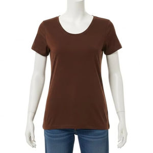 T-shirts pour femmes en tricot compressé, col rond, tissu extensible doux, respirant, coupe ajustée, vêtements de tous les jours, haut tendance, vente en gros - Product Image 1