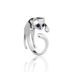 Azuris 925 Sterling Silver Adjustable Cat <b>Ring</b> Made in <b>Turkey</b> - Product Image 1