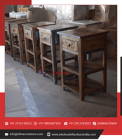 Table de Chevet en Bois Recyclé Écologique avec Étagères de Rangement, Design Moderne et Antique pour Appartement, Chambre, Salon, Usage Domestique