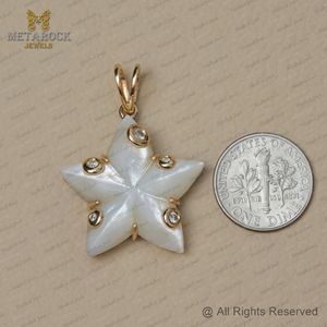 ชุด Mop Star Charm BEZEL จี้เพชร14K ทองเสน่ห์เครื่องประดับชั้นดีขายส่งออกซิไดซ์925เงินกลับ - Product Image 6