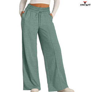 Pantalones de mujer de Color personalizado de nuevo diseño de alta calidad 2025, pantalones de chándal acampanados de algodón para mujer - Product Image 4