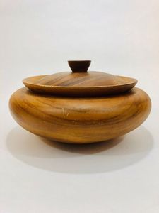 ShellMut de madera con acabado de nuez, uso de diseño único en olla de almacenamiento para servir alimentos con tapa para cocina, hotel, Venta caliente de madera cálida - Product Image 3
