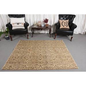 Classic Beige Brown 4.8 X 5.7ft Woolen Turkish <b>Rug</b> Patchwork Design for Entryway Living Room <b>Bedroom</b> Rectangular Hallway Latex - Product Image 2