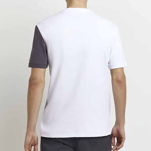 Camiseta de diseño con estampado de bloques de 3 colores para hombre y mujer de alta calidad con tu propia marca, Camiseta con estampado de etiquetas de cuello - Product Image 4