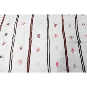 Tapis turc vintage, grand tapis de 4,5 x 9,4 pieds, tapis en laine blanc et rouge de style sud-ouest - Product Image 5