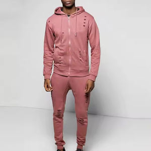 Le polyester/coton de survêtements affligés par pleine douille confortable lourde a fait la meilleure conception a affligé des survêtements - Product Image 2