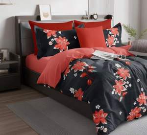 Ensemble de literie Queen Size en microfibre de polyester durable, design géométrique tissé au toucher doux, 3 pièces, design moderne, résistant à la décoloration et aux plis - Product Image 2