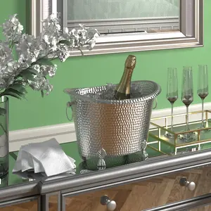 Elegante Cubitera Redonda de Acero Inoxidable de 5L con Diseño Zen Asiático para Enfriar Cerveza y Vino, Ideal para Eventos y Catering, Hecha a Mano, Zahid Premium - Product Image 2