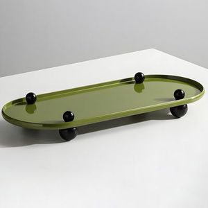 Plateau de service en métal de qualité supérieure, couleur verte, avec finition élégante, pour table à manger et décoration intérieure - Product Image 1