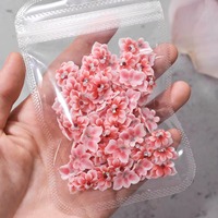 Aksesori Seni Kuku Bergradasi Merah-Hijau dengan Kristal Resin Berbentuk Bunga dan Rhinestones untuk Dekorasi Kuku.