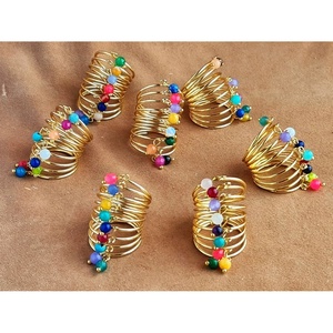 Gold Plated Bohemian Style Cluster <b>Rings</b> Alloy Prong Set with Lab Created Stones for Party - Product Image 1