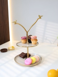 <b>Two</b> <b>Tier</b> Glossy Gold Polished Chocolate <b>stand</b> For Chocolate Serving And Dessert Serving Usage Tabletop Kitchen Supplies Items - Product Image 5