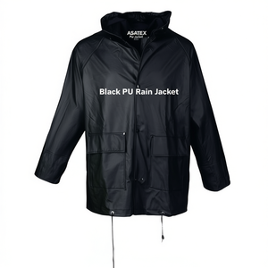 Veste de pluie noire en PU ASATEX, élégante et durable - Product Image 2
