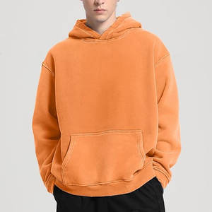 Sudadera con capucha Moda Casual Color Sudadera con capucha Lavado con ácido Desgastado Etiqueta privada Hombro caído Sudadera con capucha naranja - Product Image 2