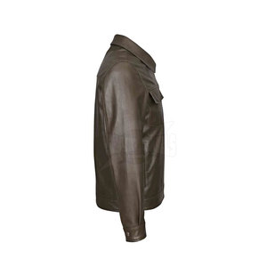 Veste en cuir fine de qualité supérieure à col montant, chaude et confortable pour homme, vente en ligne - Product Image 5
