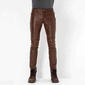 Vêtements de sport Pantalon en cuir noir imperméable Automne Porter des pantalons en cuir pour hommes de vente chaude avec logo personnalisé - Product Image 6