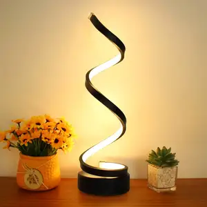 12W Modern Curved Arc Table Light Dimmable Spiral Lamp Aluminum Desk Light for Bedroom Living Room Office Bedside LED Table Lamp