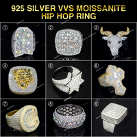Anillo de Hip Hop con Diamante Moissanite VVS al por Mayor, Corte Baguette de Estrella de Seis Puntas, Plata 925, Joyería Hip Hop, Anillos de Campeonato Personalizados