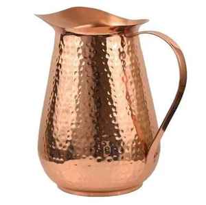 Copper Hammered Jug Fluid Ounce Capacity Metal Water <b>Pitcher</b> Drinkware Modern Design for Birthdays Weddings Mothers Day Fathers - Product Image 2