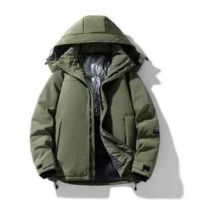 เสื้อแจ็กเก็ตขนเป็ดแบบเทคนิคสำหรับปีนเขากลางแจ้งมีฮู้ดทำจากไนลอนพร้อมคอตั้งผ้าแคนวาสผ้าติดโลโก้ด้านหน้า - Product Image 3