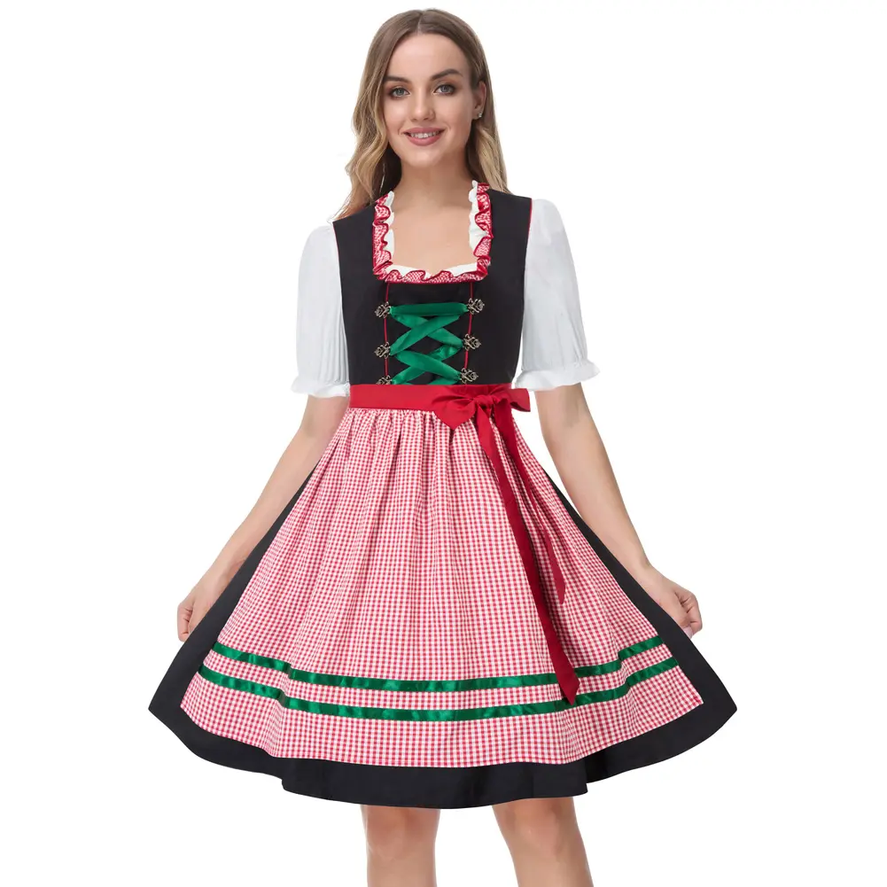 OEM женский комплект из 2 предметов, костюмы, платье + фартук для немецкого баварского Октоберфеста