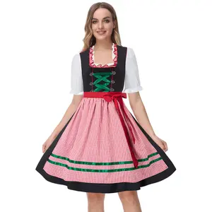 OEM Setelan Kostum Wanita, 2 Potong Gaun + Celemek untuk Jerman Bavaria Oktoberfest