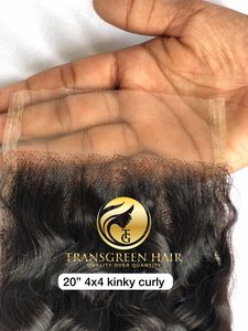 Best Quality Factory Wholesale Price 20" 4x4 Kinky Curly Closure Indian Virgin Human Hair Extension's <b>Lace</b> Closure Indian Vendor - Product Image 5