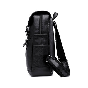 Mochila informal de piel de vaca para hombres y mujeres Cuero suave de moda con forro de cuero genuino Cierre de cremallera Estilo de patrón de letras - Product Image 3