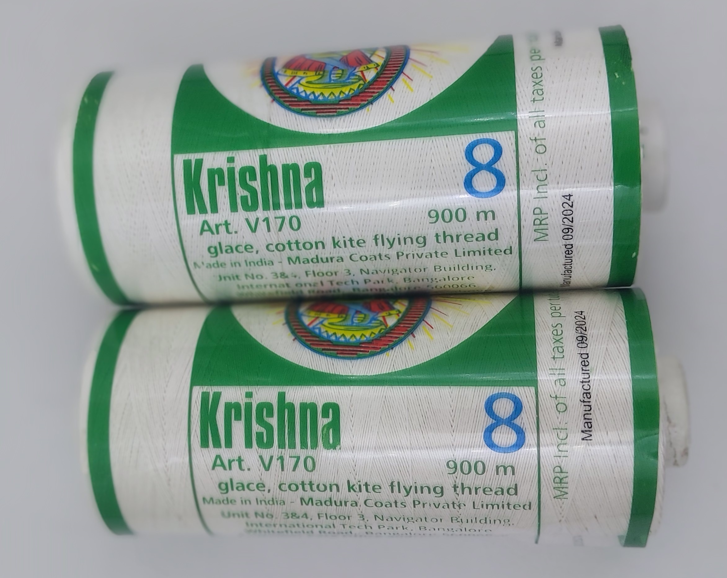 Krishna прочные уличные воздушные змеи, летающие высокоблестящие нити, 20/2 30/2 40/2, толстые белые хлопковые и Полиэстеровые воздушные змеи 900 метров