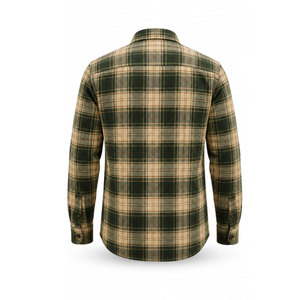 Camisa de Trabajo de Manga Larga a Cuadros Verde Beige para Hombre, Algodón, Corte Cómodo, Logotipo Bordado en la Parte Delantera, Uniforme de Trabajo a la Moda - Product Image 3