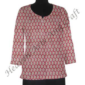 Robe tunique indienne en coton imprimée à la main pour femmes, grossiste en kurti indien fait à la main - Product Image 1