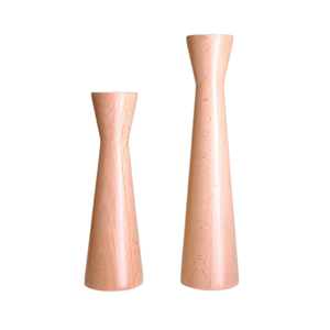 Paire de bougeoirs en bois massif de qualité supérieure, tournés à la main, bougeoirs coniques modernes en bois, lot de 2 - Product Image 1