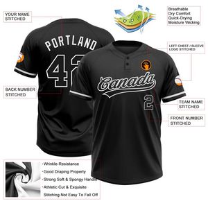 Sublimación personalizada 2-Botón Softball & Jersey de béisbol con mangas de jersey negro Venta entera" - Product Image 3