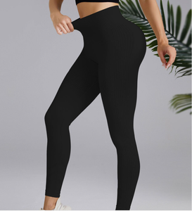 Taille haute pêche hanche ascenseur Abdomen Leggings solide taille élastique Yoga formation pantalon pantalon Scrunch fesses leggings pour les femmes - Product Image 6