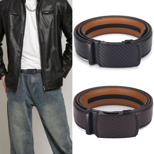 Cinturón de cuero de vaca informal para hombre con hebilla automática de trinquete ajustable y diseñador clásico promocional genuino para hombre - Product Image 2