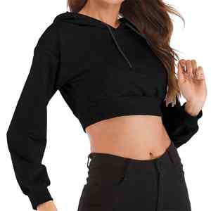 Sweat à capuche court surdimensionné en molleton pour femme, style streetwear d'hiver, pull tendance - Product Image 4