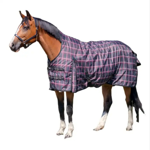 Alfombra de caballo de lana de lujo con Cuello de piel falsa para mostrar caballos Manta cómoda - Product Image 4