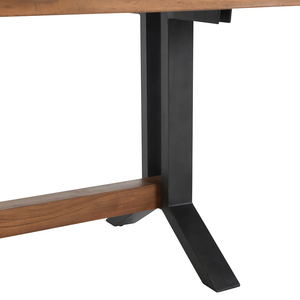 Table à manger classique industrielle noire et marron, plateau carré en bois d'acacia massif, pieds en métal, table à manger pour la maison et la cuisine - Product Image 4