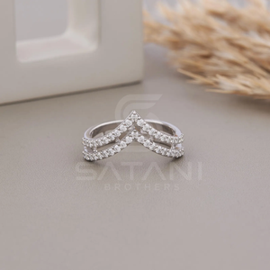 Bague Chevron Double V en Argent Sterling 925 pour Femme, Minimaliste, Empilable, Bande de Pouce, Logo Personnalisé - Product Image 6