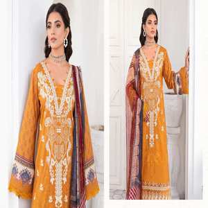 Trajes Tradicionales Indios MASHAAL de Lujo de 3 Piezas, Trajes de Fiesta de Boda de la Marca Pakistaní Ramsha, con Bordado Intenso, Sin Coser - Product Image 2