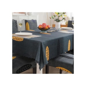 Couvertures de table certifiées GOTS en coton biologique filé 100% Rectangle de luxe Nappes design brodées à rayures blanches grises personnalisées - Product Image 3