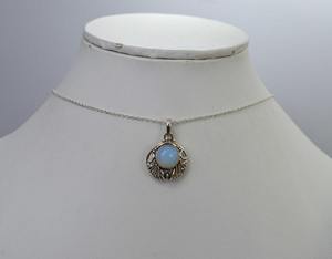 Bijoux en pierres précieuses opalite laiteuse pour femmes argent Boho Style pendentif bijoux 925 en argent Sterling tendance pendentif fait main - Product Image 3